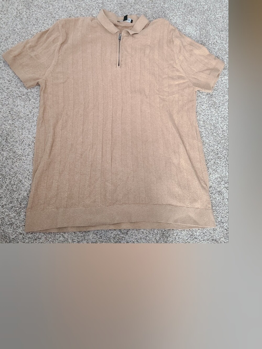 Express Tan 100% Cotton Short Sleeve Polo Zipper Sweater Size L